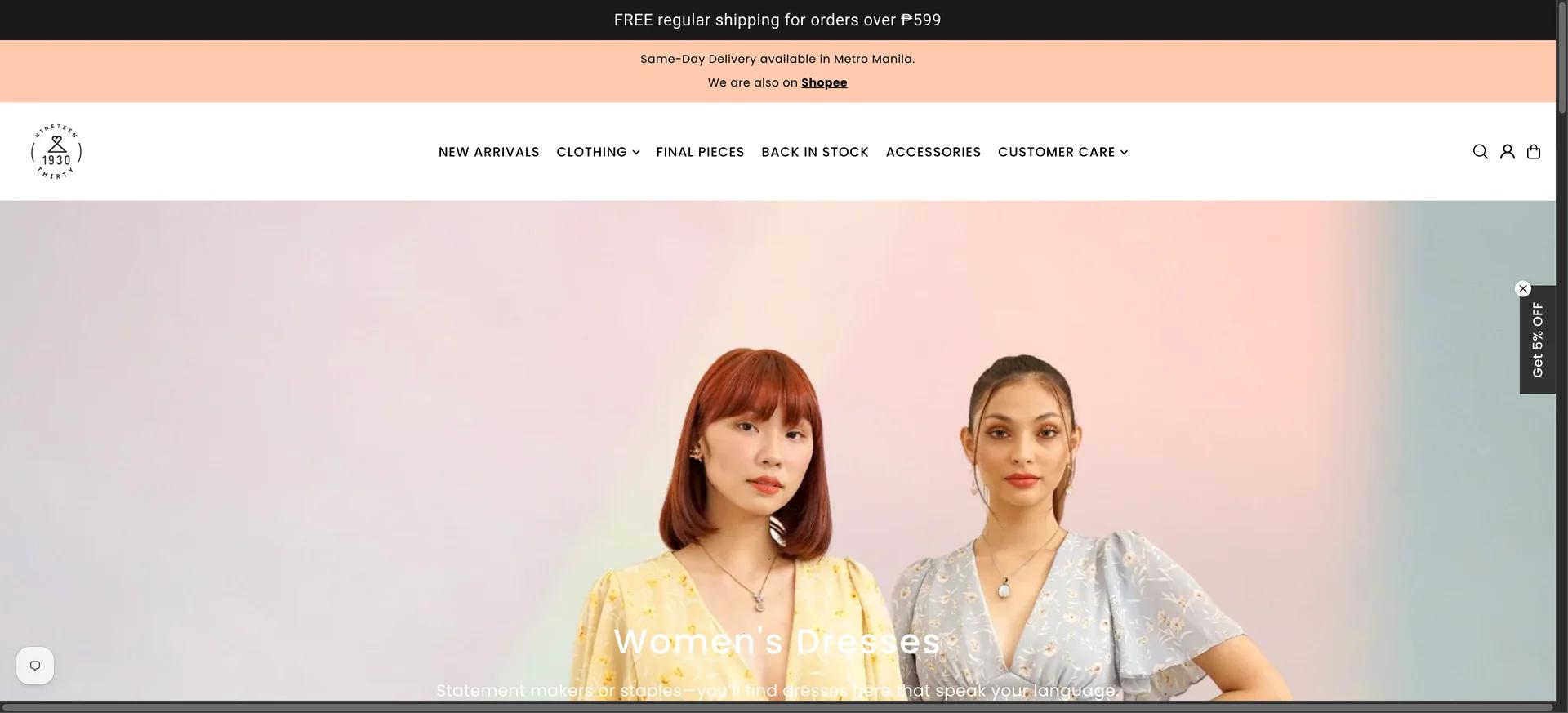 1930 Clothing Shopify storefront