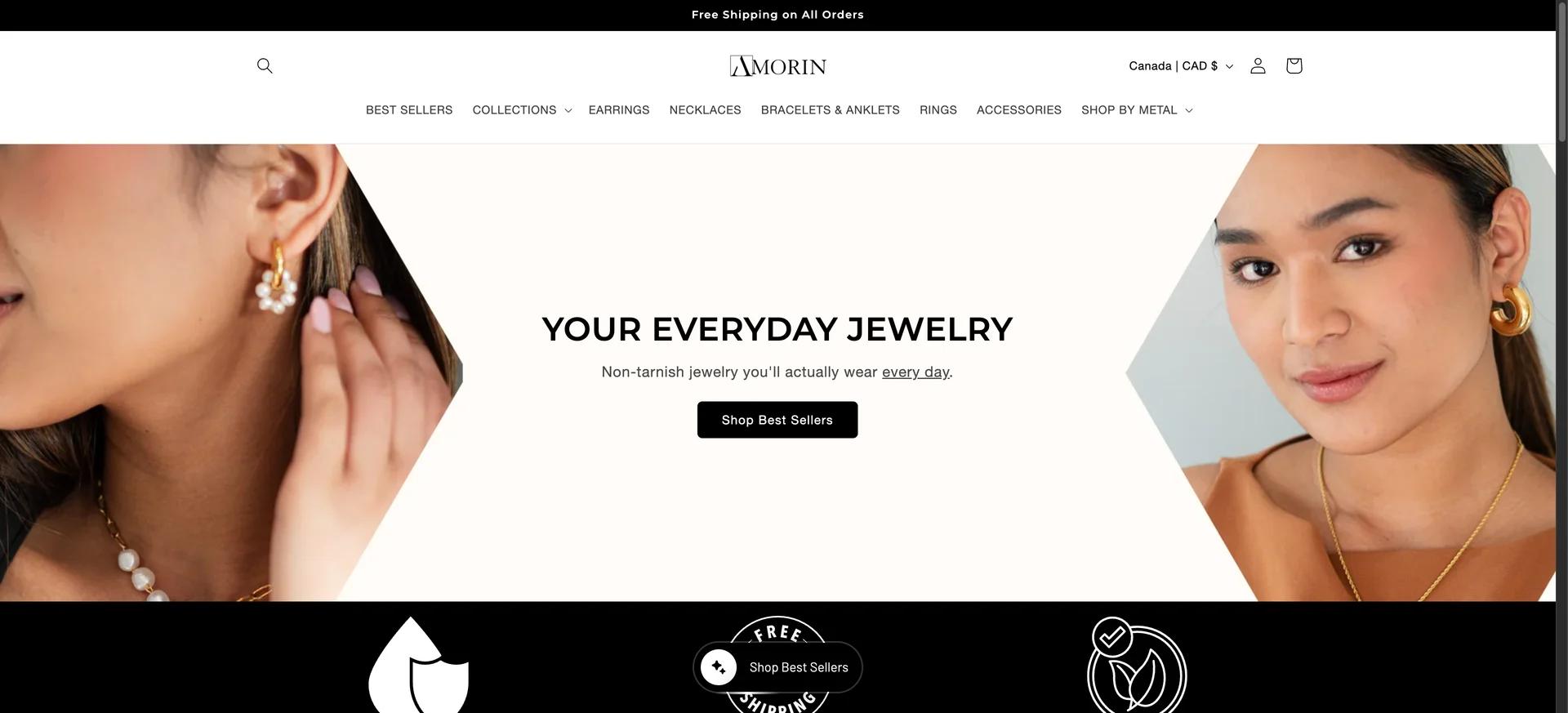 Amorin Jewelry Shopify storefront